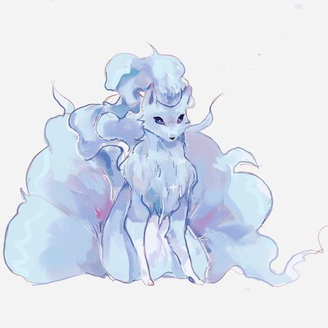 Pokemon References, Pokemon Ninetales, Male Harem, Dog Pokemon, Alolan Ninetales, Pokemon Official, Pokémon Art, Team Avatar, Cute Animal Drawings Kawaii