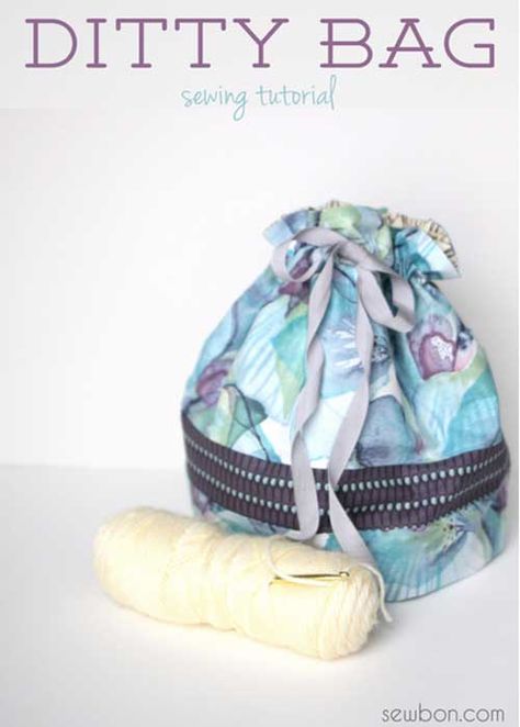 Free Bag Pattern and Tutorial - Ditty Bag Sewing Pattern Free, Sew Crafts, Drawstring Bag Pattern, Ditty Bag, Purse Sewing Patterns, Bags Patterns, Bag Sewing Pattern, Dress Sewing Tutorials, Project Bags