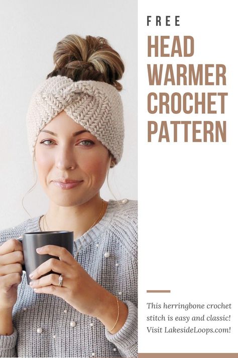 Herringbone Crochet, Crochet Ear Warmer Free Pattern, Crochet Ear Warmer Pattern, Crochet Headband Free, Crochet Headband Pattern Free, Head Warmer, Crochet Twist, Modern Crochet Patterns, Crochet Headband Pattern