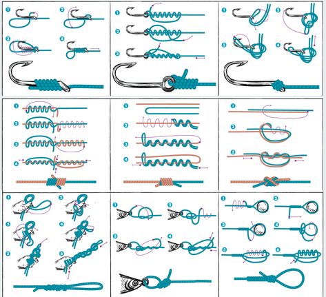 Easy Fishing Knots, Strongest Fishing Knots, Fishing Knots Tutorials, Fishing Party Decorations, Fishing Line Knots, Fly Fishing Knots, Fishing Hook Knots, Hook Knot, Pesca In Mare