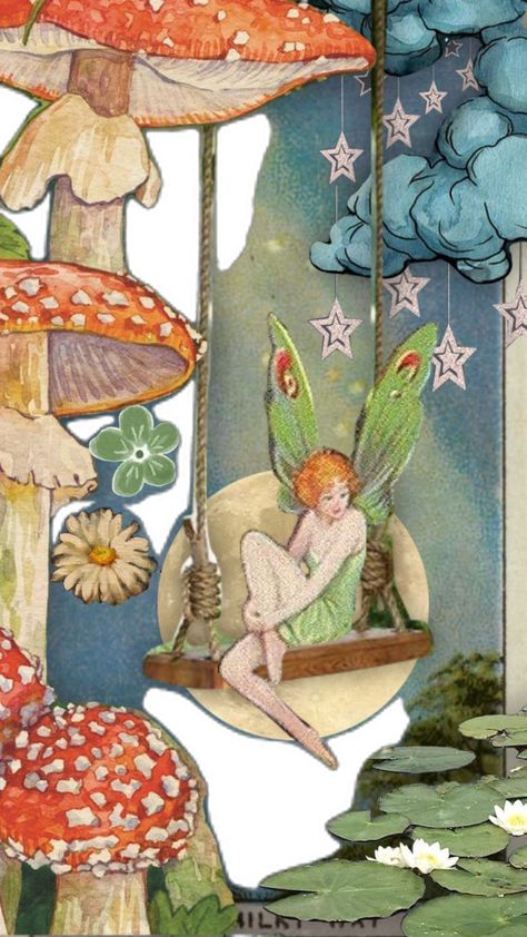 Mushroom Fairy Aesthetic Wallpaper, Mushroom Drawing Fairy, Moon And Mushroom Art, Fairy Garden Mural, Whimsical Mushroom Art, Fairy Mushroom Drawing, Mushroom Fairy Aesthetic, Greenhouse Lounge, Fairy Garden Wallpaper