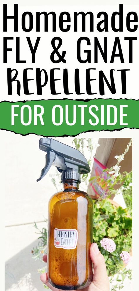 You can protect your outside area of your home from flies the natural and safe way! Our DIY fly spray recipe is a safe, natural repellent and deterrent which can also work for gnats. Use this outside around your backyard, porches, garden, and tables. Great for spring and summer! Diy Fly Spray For Outside, Home Made Bug Repellent Spray, Fly Repellant Diy Outdoors Essential Oil, Deter Flies Outside, Outdoor Bug Repellent Ideas, Diy Gnat Repellant, Natural Bug Repellent For Yard, Pinesol For Flies, Fly Repellant Diy Indoors