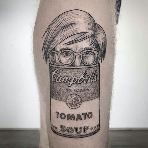 Permanent Collection: Andy Warhol and Pop Art Tattoos | Sartle - Rogue Art History Andy Warhol Tattoo, Warhol Tattoo, Pop Art Tattoos, Bright Tattoos, History Tattoos, Pop Art Artists, Tumblr Art, Tattoo Art Drawings, Dark Icons