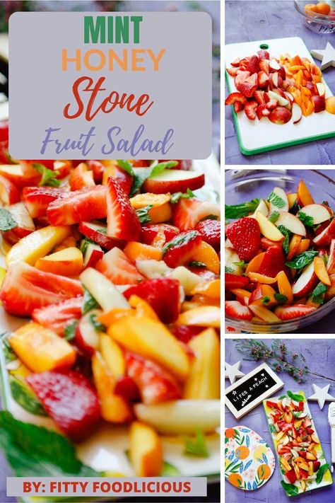 Mint Syrup Recipe, Fruit Galette Recipe, Honey Salad, Homemaker Tips, Stone Fruit Salad, Dessert Summer, Recipe For Summer, Fruit Combinations, Salad Inspiration