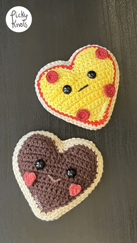 Are you team pizza or team cookie? 🍕🍪 Treat yourself this Valentines Day and crochet BOTH of them with this 2-in-1 beginner friendly NO SEW pattern! #crochet #crochetpatternsforbeginners #crochetpattern #amigurumi #amigurumipatterns #amigurumicrochet #valentines #valentinesdaycrafts #valentinesdaygift #pizza #cookies #sugarcookies #heart #love Cookie Crochet Pattern, Cookie Crochet, Pizza Cookies, Shaped Pizza, Heart Shaped Pizza, Make Your Own Pizza, Easy Crochet Stitches, No Sew, Crochet Patterns For Beginners