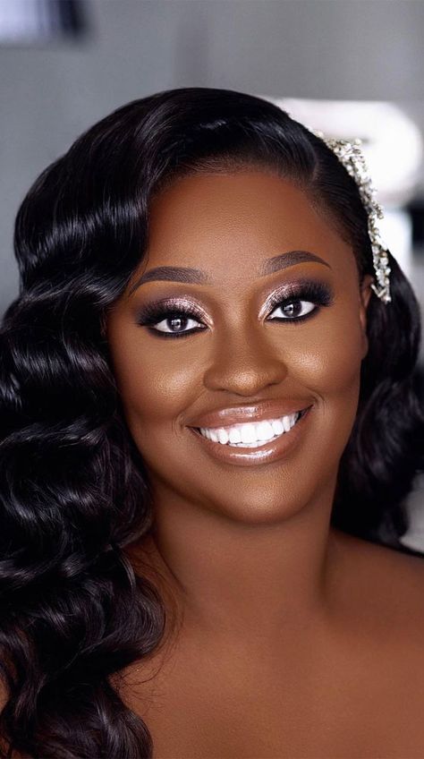 Wedding Makeup For Dark Skin, Bridal Makeup For Dark Skin, Makeup For Dark Skin Tones, Nigerian Wedding Makeup, Black Wedding Makeup, Makeup Dark Skin, Makeup For Dark Skin, Black Bridal Makeup, Brides Makeup