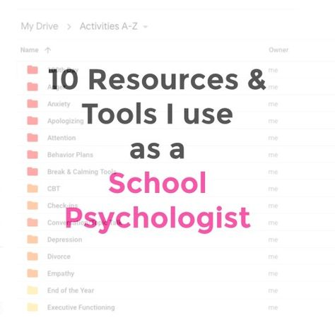 The top 10 Resources & Tools I use as a School Psychologist | School Psychologist Resources, School Psychology Office, School Psychologist Organization, School Psychologist Office Ideas, Psychology Notes College, School Psychologist Outfits, Psychology Graduation Cap, Kids Psychology, School Psychologist Office