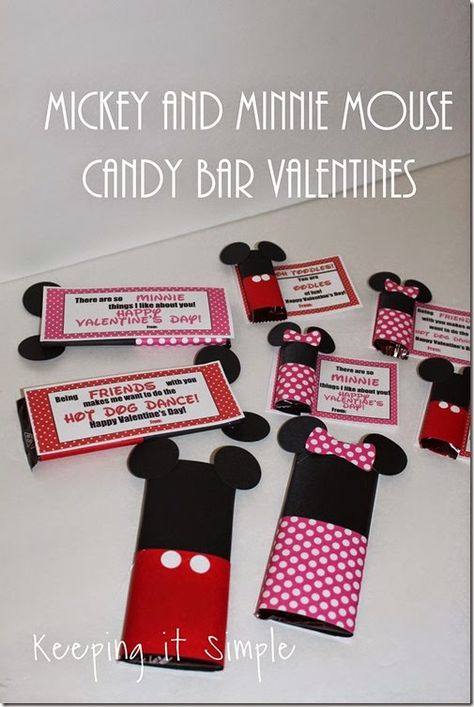 Mickey and Minnie Mouse Candy Bar Valentines Mickey And Minnie Valentines, Minnie Mouse Candy Bar, Minnie Valentines, Minnie Mouse Valentines, Mickey Mouse And Minnie Mouse, Disney Valentines, Minnie Party, Mickey Party, Minnie Mouse Birthday Party