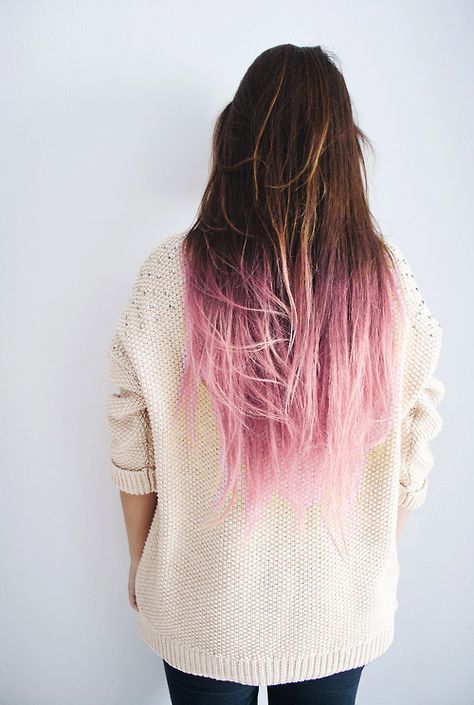 pastel pink dip dye on dark brown hair. beautiful!!! Pink Ombre Hair, Growing Your Hair Out, Dip Dye Hair, Ombre Hair Extensions, Ombré Hair, Pastel Hair, Dye My Hair, Hair Envy, Grunge Hair