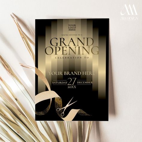 Grand Opening Invitations, Business Invitation, Launch Party, Grand Opening, Grocery Store, Brochure Design, Coupon Codes, Flyer Template, Invitation Design