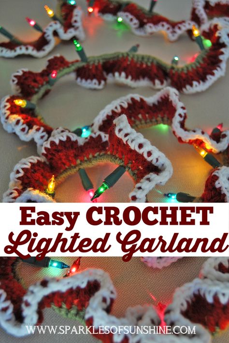 Crochet Garlands, Crochet Christmas Lights, Crochet Christmas Garland, Lighted Garland, Crochet Bunting, Crochet Garland, Mixed Patterns, Knitting Loom, Hobby Ideas