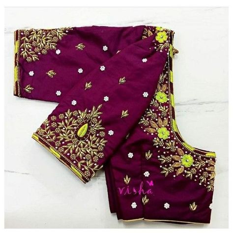 Blouse Maggam Work, Work Blouse Designs, Blue Blouse Designs, Mirror Work Blouse Design, Latest Bridal Blouse Designs, Maggam Work Blouse, Blouse Designs Catalogue, Pattu Saree Blouse Designs, Kids Blouse Designs