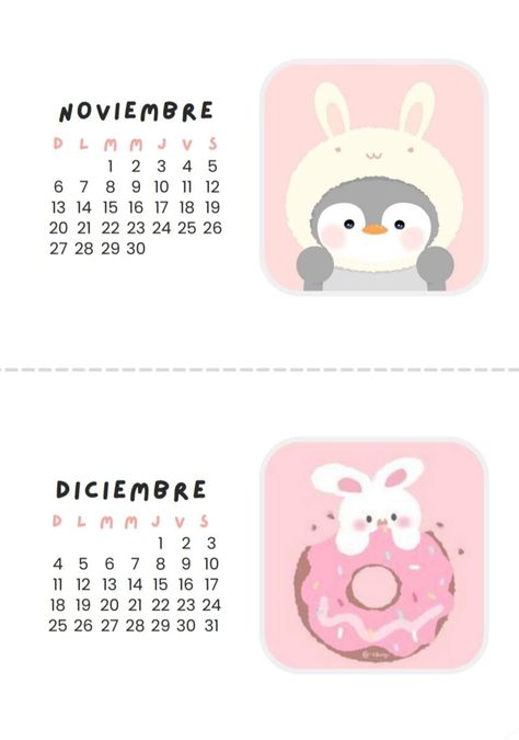 Calendario cute💗 (noviembre y diciembre) Calendario Cute, Cute Squishies, Apple Apps, Study Journal, Bullet Journal School, Notebook Cover, Cute Songs, الرسومات اللطيفة, Bullet Journal