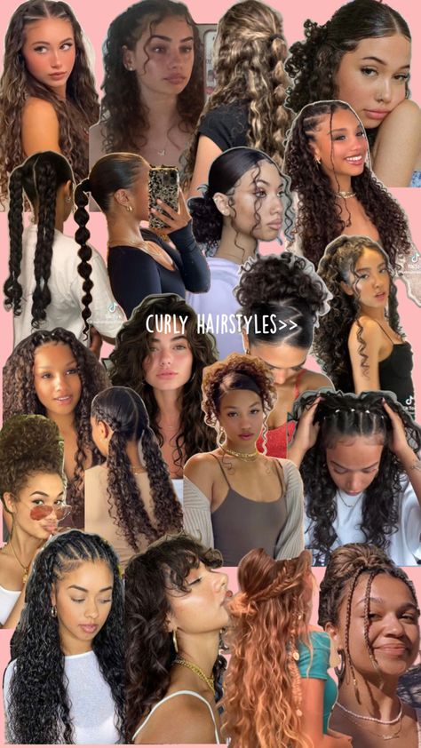 find a hairstyle that fits your hair type💗💗 Quick Curly Hairstyles, Curly Hair Care Routine, Mixed Curly Hair, Curly Hair Videos, Quick Natural Hair Styles, Curly Hair Photos, Curly Hair Types, Cute Curly Hairstyles, Hairstyles For Layered Hair