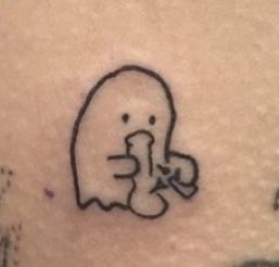 Simple Weird Tattoos, Stick An Poke Tattoo, Men Aesthetic Tattoo Ideas, Ghost On A Skateboard Tattoo, Cute Funny Tattoo Ideas, Spiderweb Tattoo Chest, Back Palm Tattoo, Funny Mini Tattoos, Small Tattoos Alt