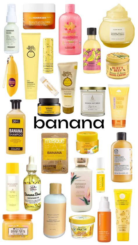 #bananaskincare #banana #bananagirl #skincare #fruitskincare #preppyskincare Eye Creme, Tropical Scent, Body Hygiene, Shower Skin Care, Body Smells, Perfect Skin Care Routine, Pretty Skin Care, Perfume Scents, Skin Care Items