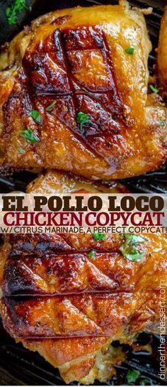 The perfect El Pollo Loco Chicken copycat recipe, marinaded in citrus and spices overnight. Pollo Loco Chicken, Pollo Tropical, Copykat Recipes, Copycat Restaurant Recipes, Chicken Dishes Recipes, Copycat Recipe, Taco Bell, Poultry Recipes, Chicken Dinner Recipes