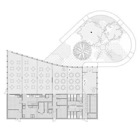 Gallery of School Cafeteria and Multipurpose Room / LT2A - 25 Cafeteria Layout Plan, Cafeteria Floor Plan, Cafeteria Layout, Cafeteria Plan, Plastic Spoon Crafts, Cafeteria Design, Layout Plan, Spoon Crafts, School Cafeteria