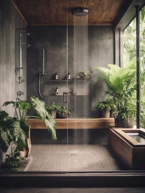 Unique Bathrooms, Japandi Bathroom, Second Bathroom, Interior Design Per La Casa, Outdoor Bathrooms, Green Architecture, Mansion Interior, Bathroom Inspiration Decor, Dream Bathrooms