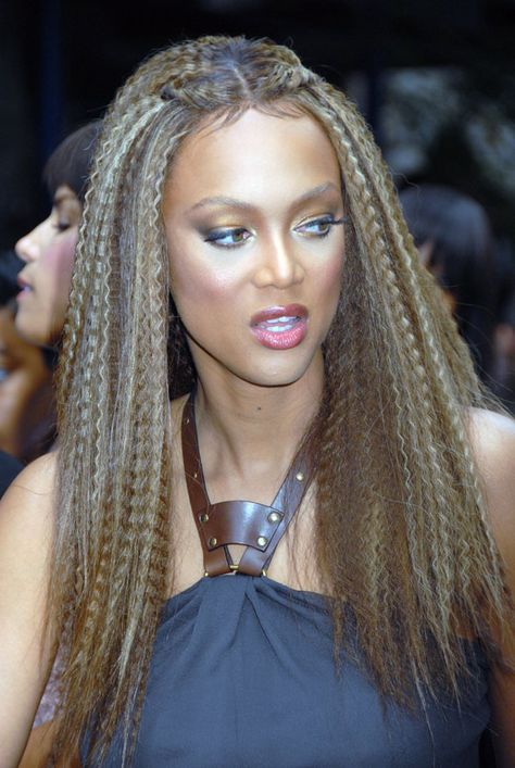 tyra crimped hair-pin it by #carden Easy 80s Hairstyles, 80s Crimped Hair, 80s Hairstyles For Long Hair, Full Bangs Hairstyle, Crimp Hairstyles, Crimp Hair, Crimped Hairstyles, 80s Hairstyles, Baddie Hair