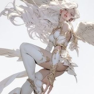 Angel Oc Outfit, Goddess White Hair, Flying Hair Drawing, White Hair Photoshoot, Hair In The Wind Drawing, Blonde Angel Art, Hair In Wind Reference, Female Character Design White Hair, White Hair Girl Drawing