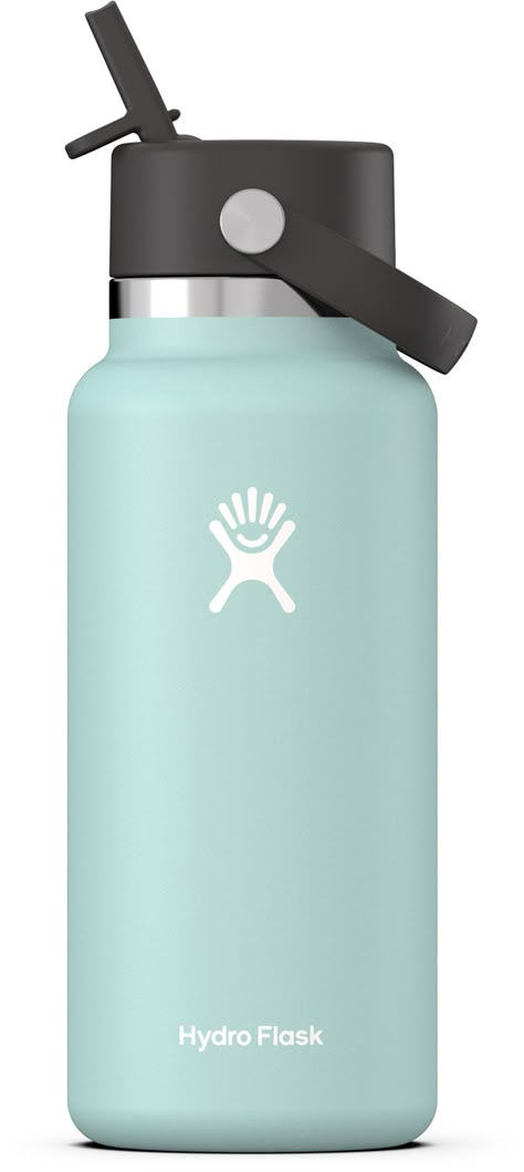 Stay refreshed and hydrated wherever you wander with a 32 fl. oz. Hydro Flask Wide-Mouth insulated water bottle equipped with a leakproof Flex Straw cap and 24-hour insulation. Preppy School Water Bottle, Blue Hydro Flask Aesthetic, Light Blue Hydro Flask, Cute School Water Bottles, Insulated Water Bottle With Straw, Teal Hydroflask, Hydro Flask With Straw, Waterbottles Hydroflask, Hydro Flask Aesthetic