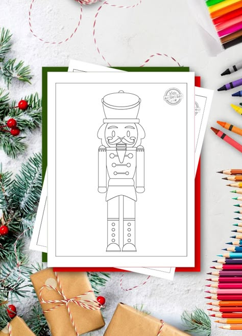 Free Printable: Magical Nutcracker Coloring Pages For Kids Nutcracker Pattern Free, Nutcracker Free Printables, Nutcracker Printable, Nutcracker Template Free Printable, Printable Nutcracker, Nutcracker Crafts For Kids, Nutcracker Printables Free, Free Nutcracker Printable, Nutcracker Drawing