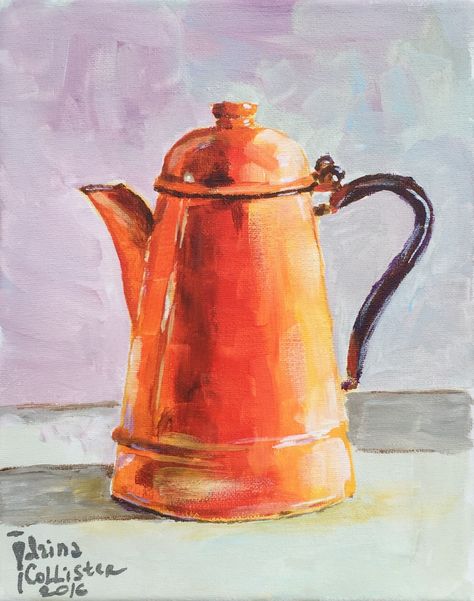 Tea Pots Art, Peer Group, Orange Coffee, Vintage Coffee Pot, Painted Jars, Antique Show, Strong Coffee, Nature Art Painting, Activity Ideas