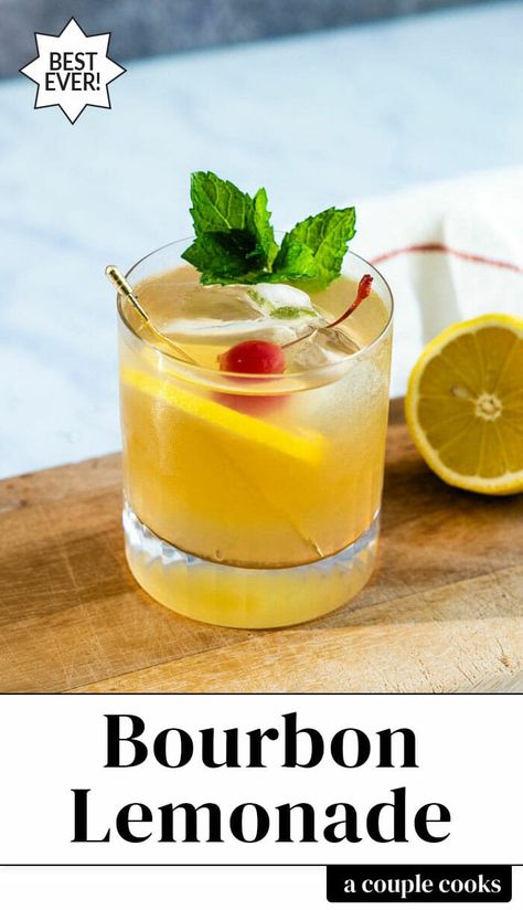 Limoncello Bourbon Cocktails, Bourbon Lemonade Pitcher, Lemon Whiskey Cocktail, Lemon Bourbon Cocktail, Whiskey Lemonade Cocktail, Summer Bourbon Drinks, Bourbon Mixed Drinks, Bourbon Lemonade, Lemonade Cocktail Recipe