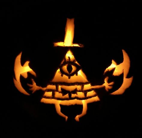 Pumpkin Carving Ideas Gravity Falls, Bill Cipher Pumpkin, Bill Cipher Pumpkin Carving, Gravity Falls Pumpkin Carving, Unique Pumpkin Carving Ideas Creative, Art Relatable, Pumpkin Inspo, Unique Pumpkin Carving Ideas, Happy Crafts