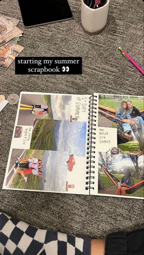 Halle Sandberg Scrapbook, Scrap Booking Idea, Summer Scrapbook Ideas, Senior Scrapbook Ideas, Senior Year Scrapbook, Year Scrapbook, Beach Scrapbook, Scrapbook Inspo, Friend Scrapbook