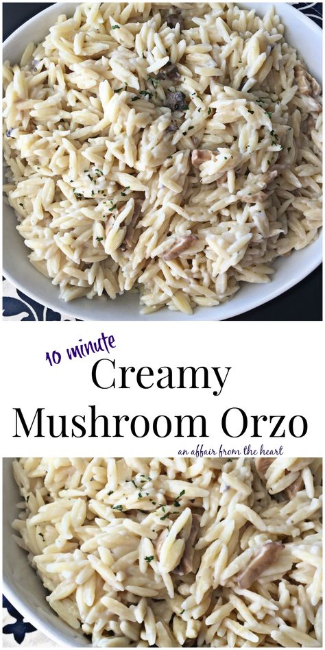 Cream Of Mushroom Rice, Mushroom Orzo, Homemade Cream Corn, Orzo Pasta Recipes, Cream Of Mushroom Chicken, Orzo Dishes, Rice Side Dish Recipes, Meatless Meal, Mushroom Salad