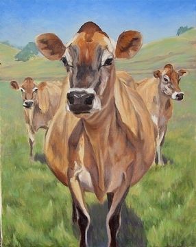 Commissioned by The American Jersey Cattle Association by Denise Rich Oil ~ 16 x 20 Jersey Cow Painting, Artworks Ideas, Jersey Cattle, Cow Paintings On Canvas, Paintings Wall Decor, Farm Animal Paintings, Nature Paint, Animal Paintings Acrylic, Cow Drawing