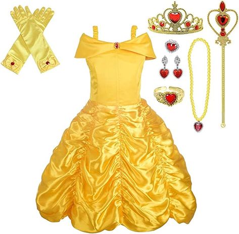 Lito Angels Girls Kids Princess Belle Costume Princess Dress Up Halloween Party Dresses : Amazon.co.uk: Toys & Games Princess Belle Costume, Princess Costumes For Girls, Up Halloween Costumes, Princess Halloween Costume, Yellow Costume, Belle Costume, Fancy Dress Up, Princess Dress Up, Disney Princess Dresses