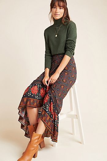 Boho Formal Outfit, Boho Formal, Womens Skirt Outfits, Maxi Skirt Crop Top, Boho Winter Outfits, Anthropologie Clothing, Abstract Motifs, Style Types, Farm Clothes