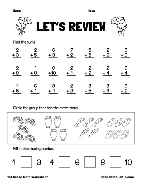 Holiday Math Worksheets, Counting Worksheets For Kindergarten, Maths Worksheet, Addition Worksheet, Math Practice Worksheets, Math Addition Worksheets, First Grade Math Worksheets, Free Printable Math Worksheets, Math Charts