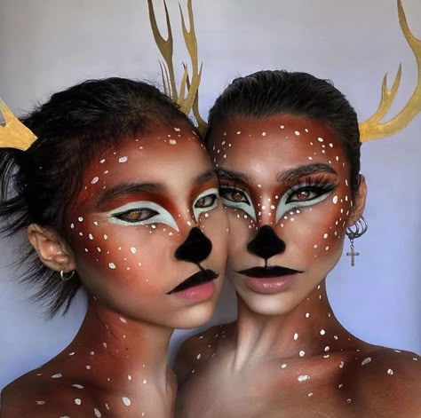 Bambi Makeup, Lion Makeup, Deer Makeup, Animal Makeup, Face Paint Makeup, Amazing Halloween Makeup, Halloween Makeup Inspiration, Creative Makeup Looks, Sfx Makeup