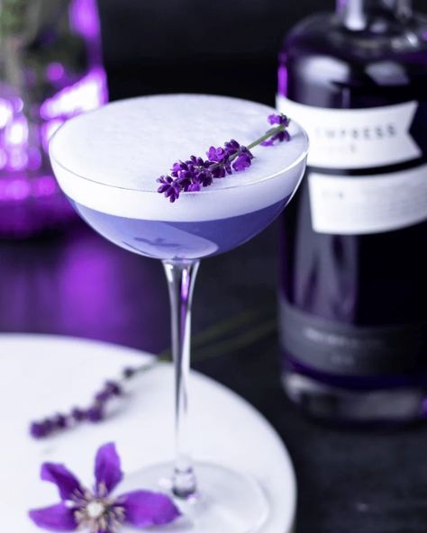 Spring Drinks, Empress 1908 Gin, Clover Club Cocktail, Christmas Cocktails Easy, Cocktail Pictures, Purple Cocktails, Purple Drinks, Drink Garnishing, Lavender Syrup