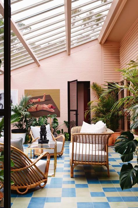 House tour: a '70s-inspired Tasmanian family bungalow brimming with character - Vogue Australia Function Outfit, Australia Video, Australia Tasmania, Flack Studio, Lots Of Plants, Checkerboard Floor, Outfit 2020, Fisher Paykel, Tasmania Australia