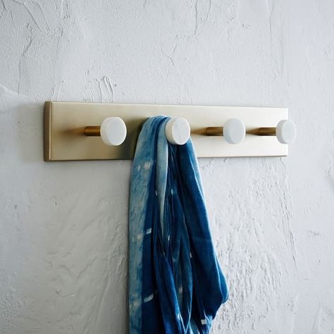 West Elm Marble & Gold Wall Hooks Modern Wall Hooks, Mid Century Bathroom, Mirror Crafts, Entryway Mirror, Mud Room Storage, Hook Rack, Entryway Organization, Rack Design, Mirror Wall Art