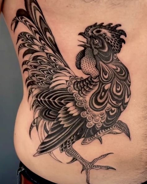 Rooster And Snake Tattoo, Japanese Rooster Tattoo, Rooster Tattoo Traditional, Traditional Rooster Tattoo, Rooster Tattoo Ideas, Rooster Tattoo Design, Gallic Rooster, Middle Finger Tattoos, Chicken Tattoo