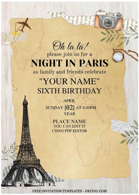 Get (Free Editable PDF) Oh La-La Paris Birthday Party Invitation Templates Oh La-La Party in Paris! Immerse yourself in a rendezvous you'll never forget. Having a Paris Themed Party is the next best thing to a vacation in Paris! With proper preparation, you’ll plan and... French Party Invitations, Moulin Rouge Party Invitations, A Night In Paris Birthday Theme, Paris Birthday Invitations, French Themed Birthday, Night In Paris Invitations, Paris Invitations, Paris Themed Birthday Party, Passport Invitations