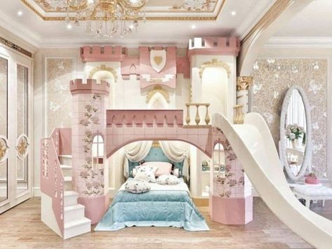 Castle Bedroom Kids, Bed For Girls Room, Princess Bedrooms, Castle Bed, Luxury Kids Bedroom, Castle Bedroom, Cool Kids Bedrooms, Princess Bedroom, Bedroom Decor For Teen Girls