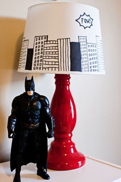 Lamps Illustration, Batman Themed Bedroom, Superhero Lamp, Round Lamps, Moon Lamps, Batman Bedroom, Batman Diy, Batman Room, White Lamps