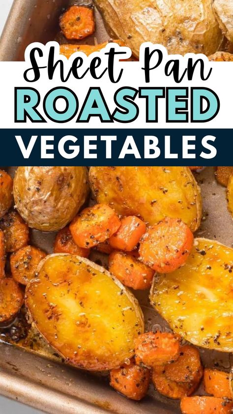 Get ready to be blown away by this Sheet Pan Roasted Potatoes and Carrots recipe! Not only is it packed with flavor, but it's also fun to make and perfect for weeknight dinners. Serve it alongside your favorite proteins, and watch your mealtime transform! Potato And Carrots In Oven, Roasted Potatoes And Carrots In Oven, Sheet Pan Potatoes And Veggies, Potatoes And Carrots In Oven, Roasted Veggies Sheet Pan, Potatoes And Carrots Recipes, Sheet Pan Roasted Potatoes, Oven Roasted Potatoes And Carrots, Sheet Pan Potatoes