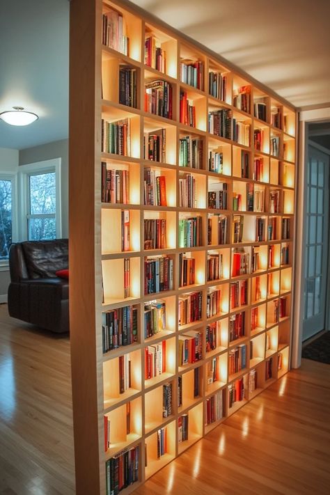 "Transform your living space with a Custom DIY Bookshelf Divider! 🛠️📚 Perfect for combining style and storage. #BookshelfDivider #DIYRoomDivider #DIYFurniture" Bookshelf Divider, Custom Bookshelf, Bookshelf Wall, Custom Bookshelves, Diy Bookshelf, Diy Room Divider, Bookshelves Diy, Small Space Solutions, Small Space