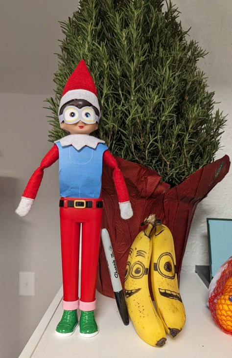 Minion Elf on the Shelf Minion Elf On The Shelf, Elf Fun, On The Shelf, Elf On The Shelf, Minion, Christmas Decor, Elf, Christmas Decorations, Shelves