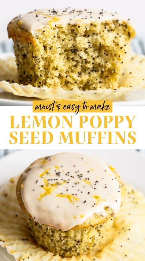 Lemon Poppy Seed Muffins are tangy, slightly crisp on the outside and ultra moist inside. This easy homemade recipe is topped with a simple sweet lemony glaze. Quick, easy, and delish! The best - better than Costco and no yogurt needed! Ultimate Cookie Recipe, Lemon Poppy Seed Muffins, Seed Muffins, Cake Mug, Simple Muffin Recipe, Poppy Seed Muffins, Lemon Poppyseed Muffins, Lemon Dessert Recipes, Lemon Poppy Seed