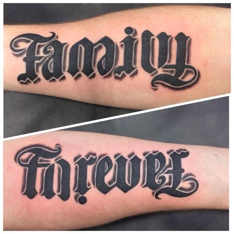 Love this Tattoo Anagram Words, Family Ambigram Tattoo, Lettering Sleeve Tattoo, Bonding Tattoos, Family Forever Tattoo, Ambigram Tattoo Ideas, Best Tattoo Fonts, Tattoo Font For Men, Loyalty Tattoo