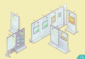 Panelock - System 100 "Individual free standing moveable display screens perfect for use in smaller venues and multi-purpose spaces -delivered fully assembled -retractable undercarriage incorporating -castor wheels for easy relocation -interlocking to form continuous display walls -security, lighting and picture hanging systems may be incorporated" Walls On Wheels, Folder Inspiration, Art Display Wall, Movable Walls, Furniture Design Sketches, Wall Light Shades, Art And Craft Videos, Museum Displays, Exhibition Display